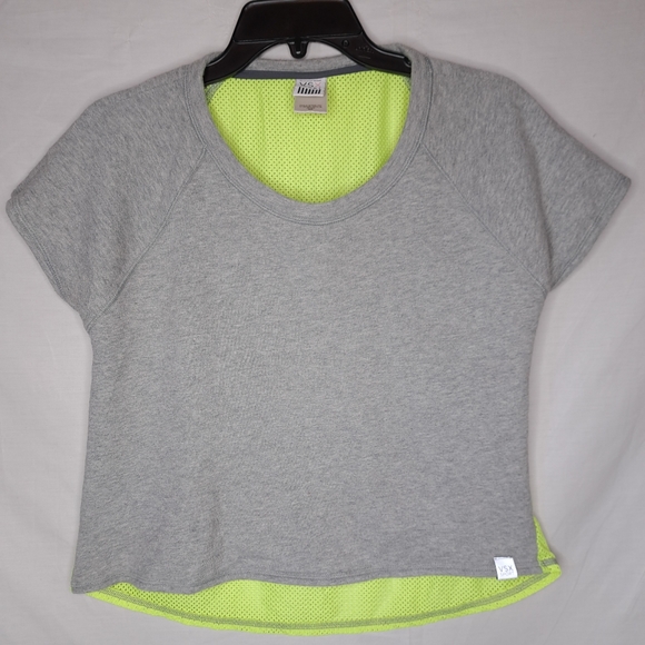 VSX Tops - VSX SPORT Women's Grey/Green Mesh Back Short Sleeve Top MEDIUM